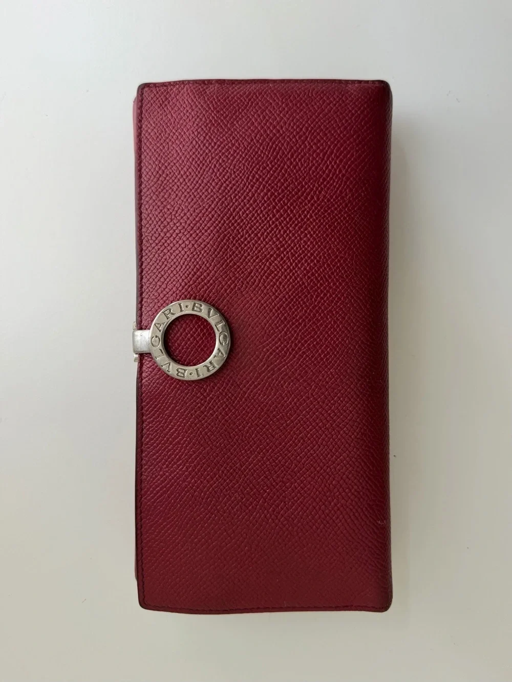 Authentic Bvlgari Clip Red Leather Long Wallet